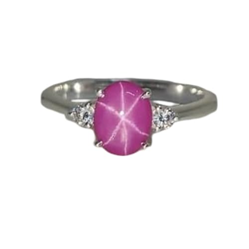 Pink Lindy Star Ring in 925 Sterling Silver Pink Ruby Ring, 6 Rays Star Gemstone, Rings Engagement