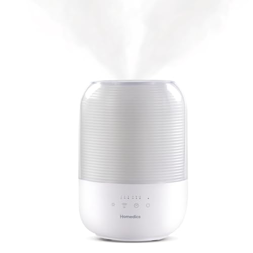 Image of Homedics Ultrasonic Cool Mist Humidifier, Top-Fill 3L Water Tank, Covers 395 sq. ft, 35-Hour Runtime, 3 Mist Settings, Clean Tank Tech, Auto-Off, Night Light, Quiet