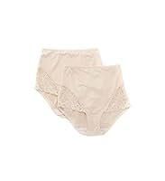 Bali Women's Shapewear Brief with Lace Firm Control 2-Pack, Light Beige, Medium