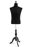 Male Display Dress Form Mannequin in Black Jersey on Traditional Wood Tripod by TSC-Medium-Black