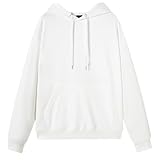JiaYouLC Women's Lightweight Hoodie with Pockets Solid Color Long Sleeve Sweatshirt for Ladies UK (UK, Alpha, XL, Regular, Regular, White)