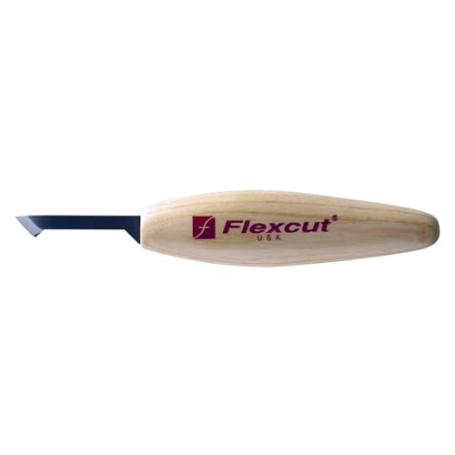 Image of FLEXCUT Wood Carving Knives | Detail Skew Knife | Honed and Polished 1095 High Carbon Steel Blade | KN32 |Ergonomic Ash Hardwood Handle| Made in the U.S.A.