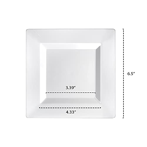 Party Essentials Party Supplies Disposable Classic Square Plastic Plates For Wedding/All Occasions, 6.5", 70-Count, White #TOP4