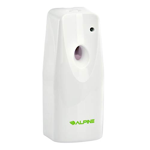 Alpine Industries Metered Aerosol Air Freshener Dispenser - Automatic Adjustable Fragrance Mister - Wall Mounted Timed Scent Sprayer - Clean and Fresh Scent (Pure White)