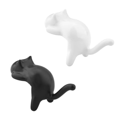 2 Stück Katzen Haken Selbstklebend, Niedliche Tier Design Taschenhalter für Schreibtisch, Abnehmbar ohne Bohren für Zuhause und Büro