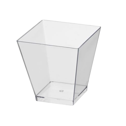 Party Essentials Clear Miniware Appetizer and Dessert Food Tasting Set for Presentation, Serving, and Catering, 2 oz. Square Shot Glasses, Cups Only, Pack of 40