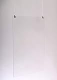 Queence | Hochwertiger Tröpfchenschutz aus Acrylglas zum Aufhängen | Hustenschutz für Empfangsbereich | Hängend | Niesschutz | für Deckenmontage, incl. Aufhängung, Größe:40x60 cm