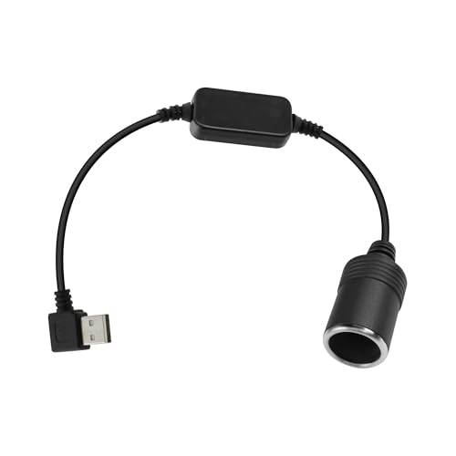 GELRHONR - Cable adaptador USB a encendedor de cigarrillos, conector USB a 5 V 90 grados a encendedor de coche de 12 V convertidor hembra para GPS, Dash cam, Electronic Dog (30 cm)