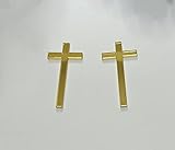 12pcs of Cross Cake Charm,Slim Acrylic Cross Christening Baptism Confirmation,Acrylic Cross Cake decoration (3'', Gold Mirror)