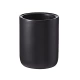 Motifeur Papelera decorativa de cerámica para baño, aspecto de mármol negro