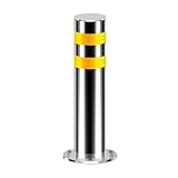 Edelstahl-Sicherheitspoller mit reflektierenden Streifen und Absperrbändern für Parkplätze, Gehwege und Industriezonen (Größe: 60 cm, 1 Stück)