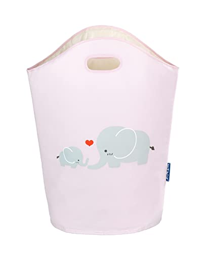 WENKO Wäschesammler Kids Elli Rosa, niedlicher Wäschesack mit Zwei praktischen Tragegriffen mit Elefanten Aufdruck, 24 l Stauraum in einem Fach, (B x H x T): 40 x 52 x 20 cm, kindliches Motiv
