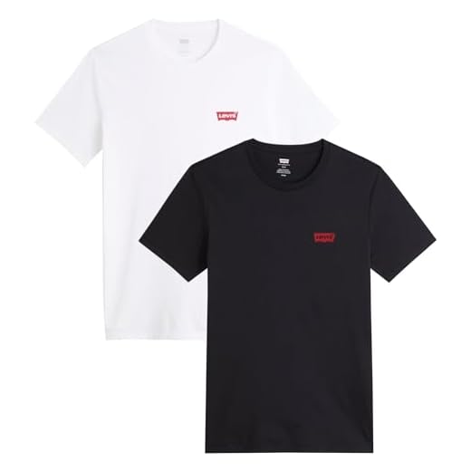 Levi's 2-Pack Crewneck Graphic Tee, Camiseta, Hombre, Chesthit White/Caviar, M