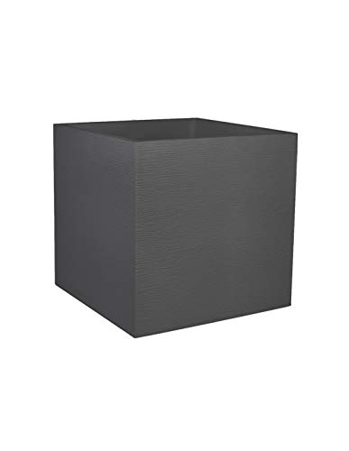 Pot carré Graphit - Anthracite - 49.5x49.5x49.5-57L - EDA Plastiques - Intérieur et extérieur