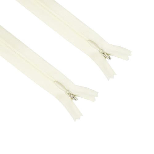 Image of ANPURZII 2PCS #3 24 Inch Beige Invisible Zippers for Sewing Skirts, Nylon Coil Bulk Zippers for Pocket, Pillow(Beige 24 inch 2PCS)