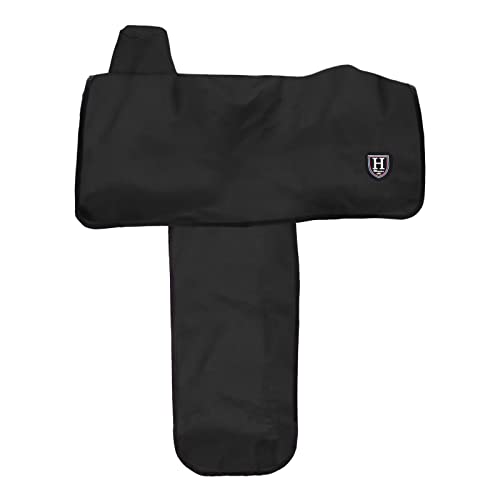 Image of Harrison Howard Long-Lasting 6 Elastic Straps 600 Denier Waterproof Western Saddle Cover-Black