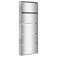 Scarpiera Koblenz Con Specchio - 5 Ante Ribaltabili In Laminato | Bianco O Quercia | Design Moderno Salvaspazio - Foto 12