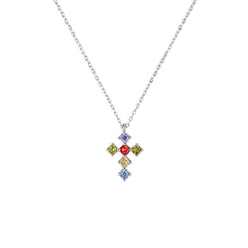 Collier croix arc-en-ciel ras du cou, le bijou 925 idéal pour illuminer vos tenues d'été