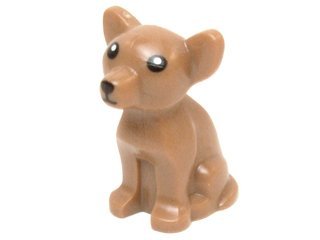 Lego Dog Chihuahua with Black Eyes and White Pupils Pattern