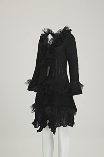 Image of Womens Vintage V Neck Ruffled Asymmetric Cardigan Sweater Outwear Coat