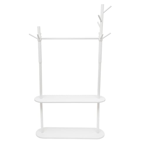 Etrhdfyts Perchero de madera, perchero de moda con estantes 2, estante de ropa para colgar ropa