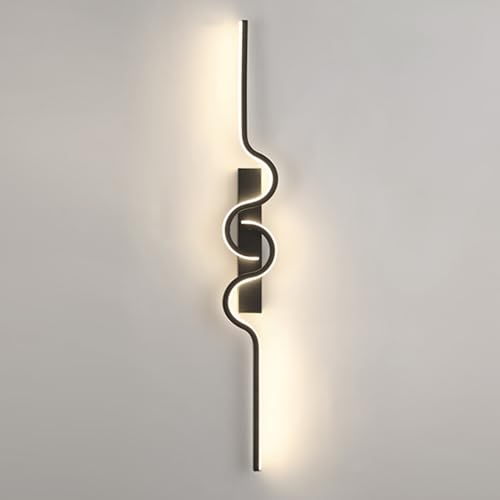 Lámpara Lineal para mesita de Noche de Dormitorio, lámpara LED de Tira Larga Negra, iluminación de tocador de baño, Sala de Estar, Pasillo, decoración Interior, Apliques de Pared