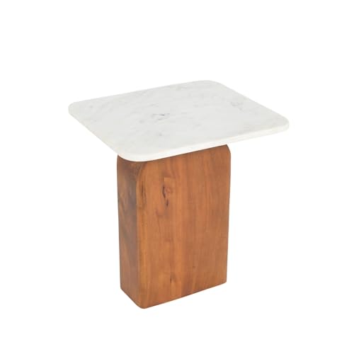 Image of Gharaana Ohana Wooden Side Table, Chestnut Finish, Contemporary End Table, 38x38x46 cm