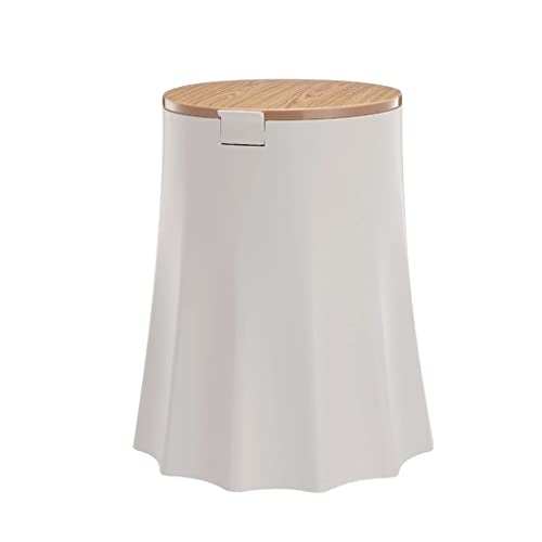 Cubo de basura de madera redonda con acabado elegante para oficina