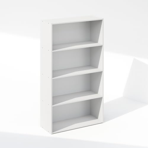 Image of Furinno Reed Closet Organizers and Storage, 4-Tier Closet Organizer, Open Shelf Closet Storage, for Wardrobe, Bedroom, Living Room, White