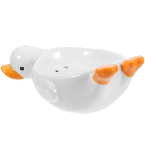 GLEAVI 製かわいいアヒル形ソープディッシュ 水切り機能付き鹸置き キッチンや浴室用多目的ソープラック 耐久性に 衛生的な鹸パッド