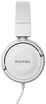 Roxel RX110 Powerful Bass Lightweight Wired Foldable Headphones with Mic, Ergonomic On Ear Headphone Compatible with Android and IOS Devices, Answer Incoming Calls (White)