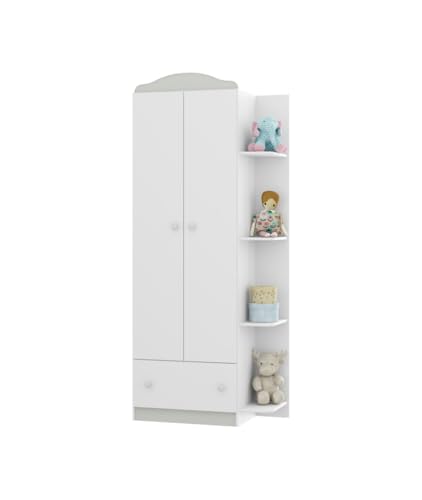 Armadio per Bambini Vicawu Bianco TEKNA, Strisce intercambiabili (Bianco, Blu, Grigio, Rosa), 80 x 40 x 191,5 cm