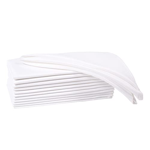 Ramanta Home Set of 12 Polyester Cloth Napkins 18x18 Inches - Washable Dinner Napkins with Hemmed Edges for Weddings, Thanksgiving, Hotel - Soft Durable Table Linen for Parties or Everyday Use - White