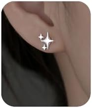 PANSHI 14K Gold Plated Sterling Silver Post Star Earrings | Hypoallergenic Small Stud Earrings for Women Teens