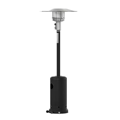 Flash Furniture Sol Patio Outdoor Heating-Black Stainless Steel 40,000 BTU Propane Heater with Wheels for Commercial & Residential Use-7.5 Feet Tall