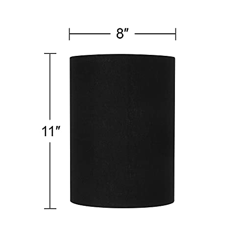 Black Linen Small Cylinder Lamp Shade 8" Top X 8" Bottom X 11" High (Spider) Replacement With Harp And Finial - Springcrest #TOP2