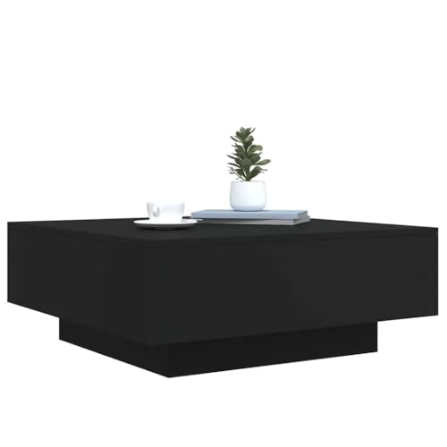 Mesa de centro negra para salones pequeños de madera moderna con tablero robusto 5
