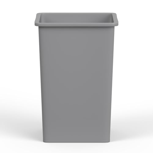 Image of 35 Gallon Gray Square Commercial Trash Garbage Can | Outdoor Office Restaurant School Kitchen