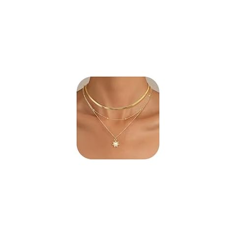 Kakonia Layered Gold Necklace for Women 14K Gold Plated Pendant Necklace Set Gold Necklace Satck Dainty Gold Chain Trendy Jewelry for Women Cover