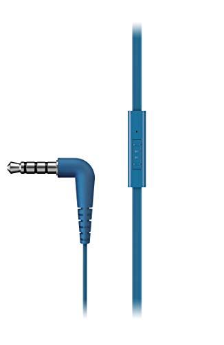 Image of Panasonic Extra Bass in-Ear Wired Earphone with Tangle Free Flat Cable, No-Fall Double Hold in-Ear Design, in Line Remote with Mic (RP-TCM130GEA, Blue)