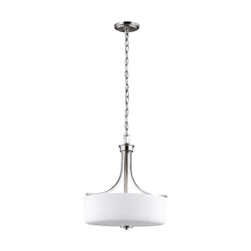 Sea Gull Lighting Generation 6528803-962 Transitional Three Light Pendant From Seagull-Canfield Collection In Pewter, Silver Finish, Brushed Nickel #TOP25