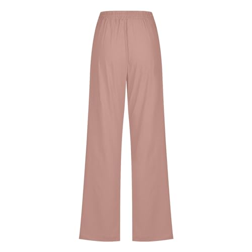 Image of Linen Pants Women 2026 Spring Summer Fashion Straight Leg Pant Dressy Casual High Waisted Loose Trousers with Pockets