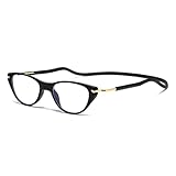 NexusGleam Magnetic Reading Glasses for Men or Women, Computer Readers Hang Neck Eyeglasses (Sand Black, 2.5, x)