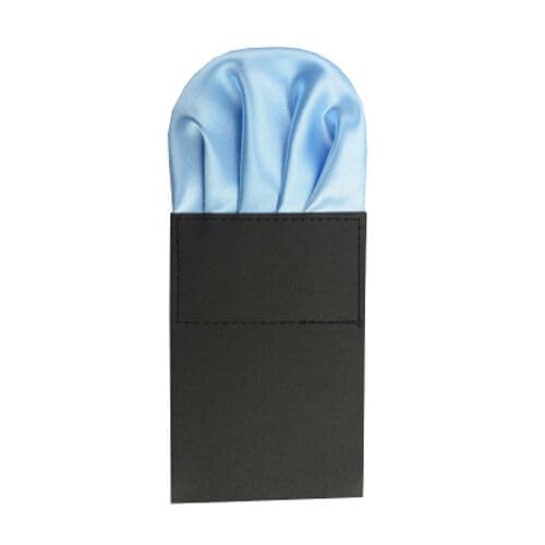 young arrow Men's Solid Color Puff Style Pre Folded Pocket Square | Readymade Wedding Handkerchief for Suits, Blazers & Tuxedo (Light Blue)-picture-14