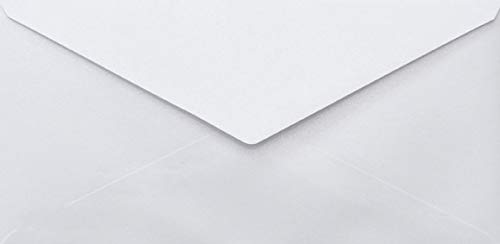 Netuno 25 Long White Pearlescent envelopes DIN DL 110x220mm 4.33x8.66″ 110gsm Sirio Pearl White gummed Pointed Flap no Window Shimmer Metallic for Wedding Invitations Greeting Cards menu Christmas