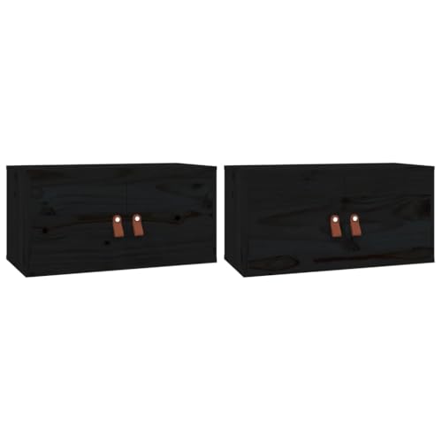 Armoire murale en pin massif meuble suspendu rustique noir haute résistance - 3