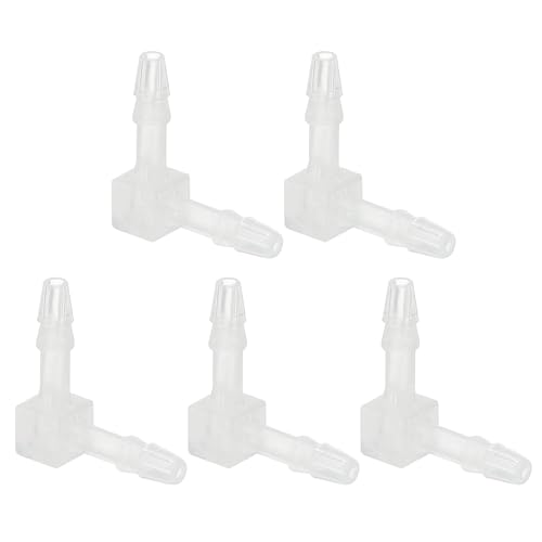 PATIKIL 0.09 Raccord en Plastique coude à 90 degrés pour Tuyau barbelé, Lot de 5 Raccords en L pour Tuyau barbelé, pour Aquarium, Carburant, gaz, Liquide, air