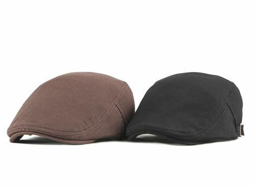 Image of Quanhaigou Men's Cotton Flat Ivy Gatsby Newsboy Driving Hat Adjustable Irish Cabbie Ivy Driving Hunting Cap
