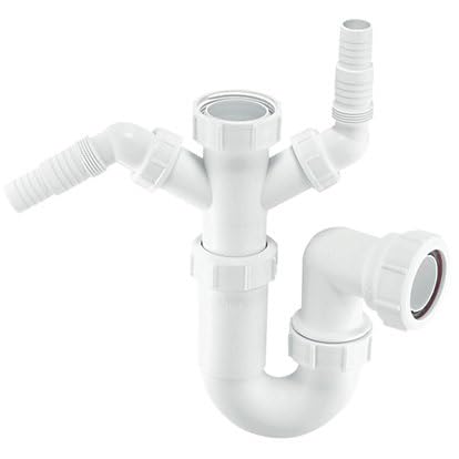 Image of Double Appliance Trap White 40MM, Compression Connection, Polypropylene Construction, 1 in Pack