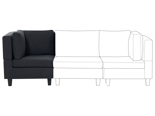 Beliani Fabric Polyester 1-Seat Corner Section Armchair Seat Padded with Throw Cushion Black Unstad - Image 2